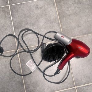 CHI Pro Classic Red Metallic Professional Hair Dryer w/ Diffuser.